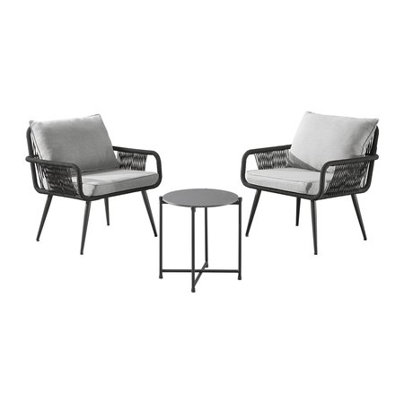 ALATERRE FURNITURE Andover All-Weather Outdoor Conversation Set with Two Rope Chairs and 18" H Cocktail Table AWWK023KK